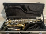 Jupiter YF59154 Alto Saxophone W/ Mouthpiece + Ligature And Neckstrap (repaired) Used. Price: $1000.00.