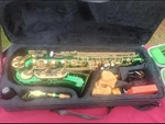 Mendini By Cecilio Green Gold Closed Alto Saxophone With Case Used. Price: $225.00.
