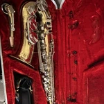 Armstrong Alto Saxophone Brass Gold Lacquered W/ Case, Mouthpiece, Strap, Reeds Used. Price: $300.00.